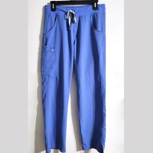 Figs Women Kade Cargo Scrub Pants Size Small Ceil Blue Medical Uniform Tie Waist